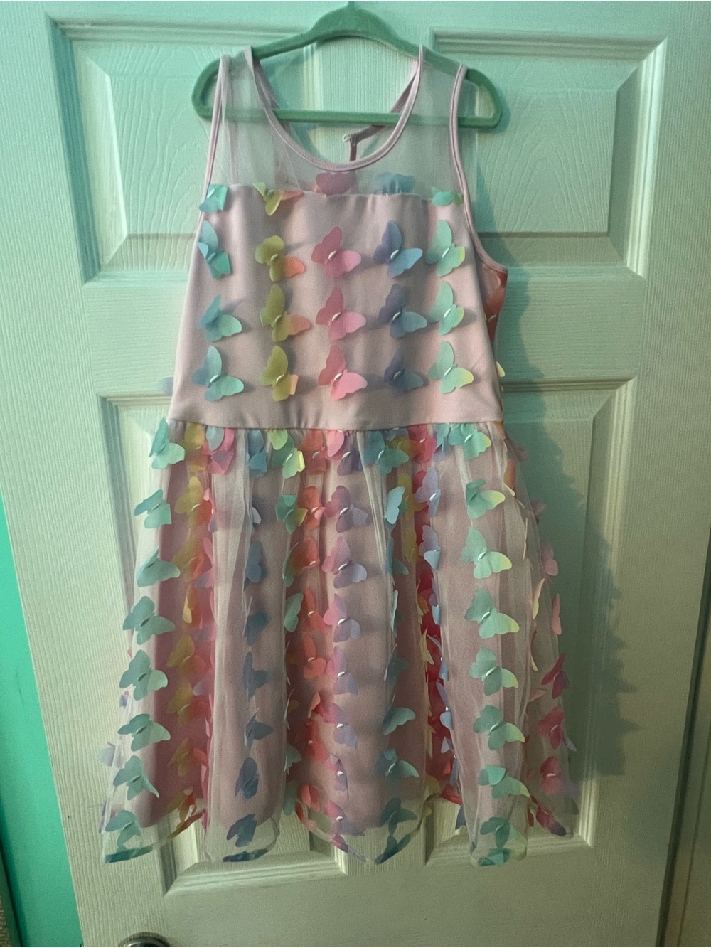 Girls Pink Tulle Party Dress with Butterfly’s